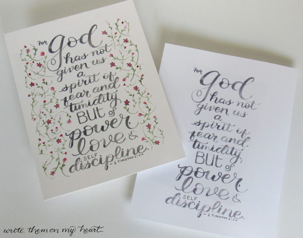 2 Timothy 1:7 devotion and printable Scripture art
