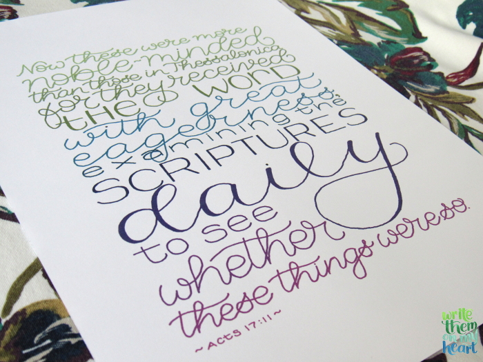 Acts 17:11 Scripture Calligraphy