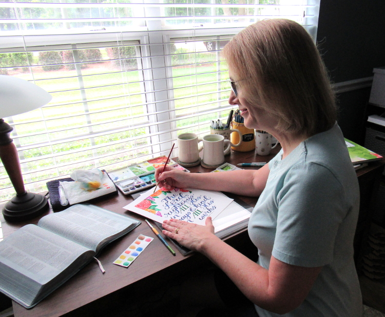 About Alyson - She loves to hand-letter Bible verses with watercolors. 