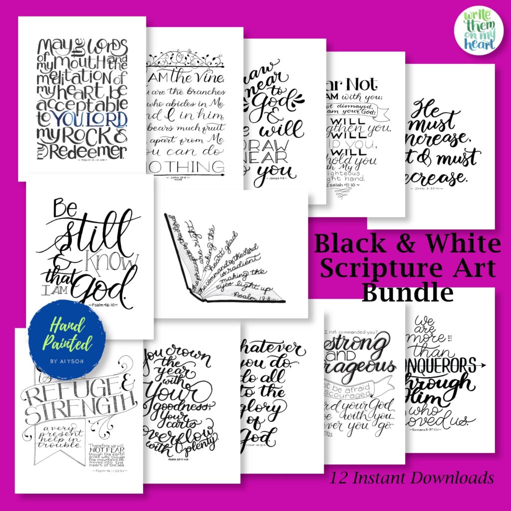 Black and White Scripture Art Bundle