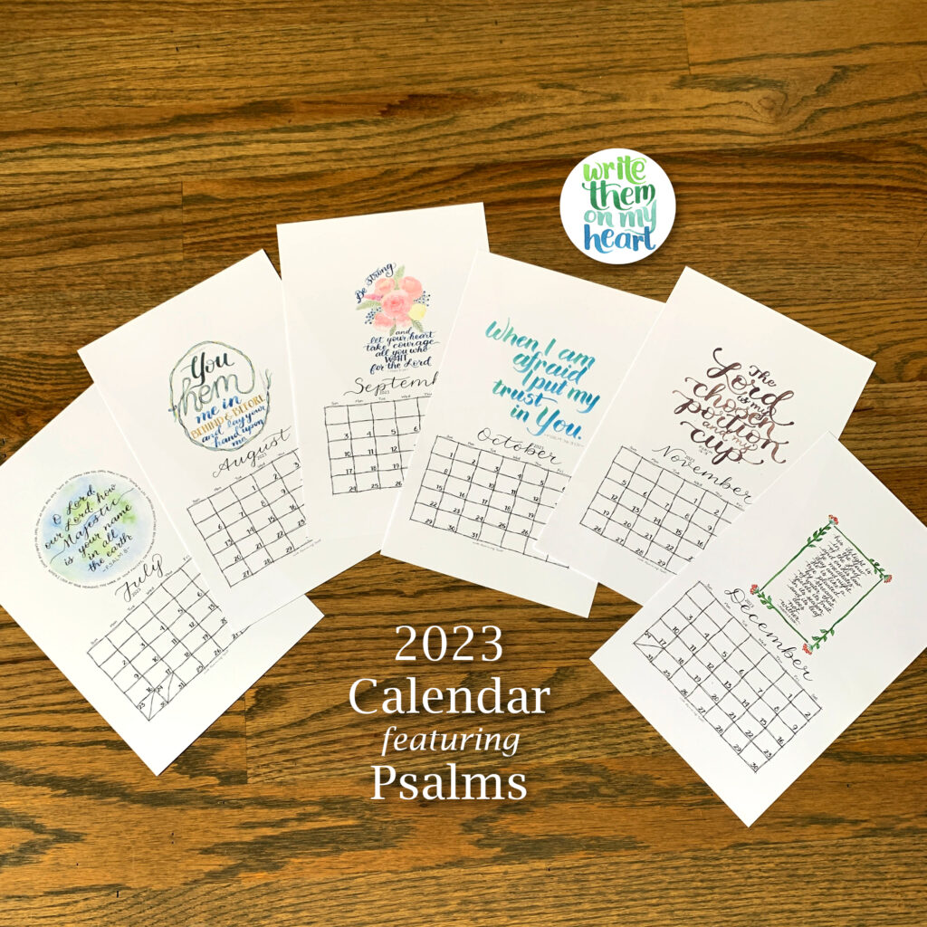 2023 Christian Calendar featuring Psalms