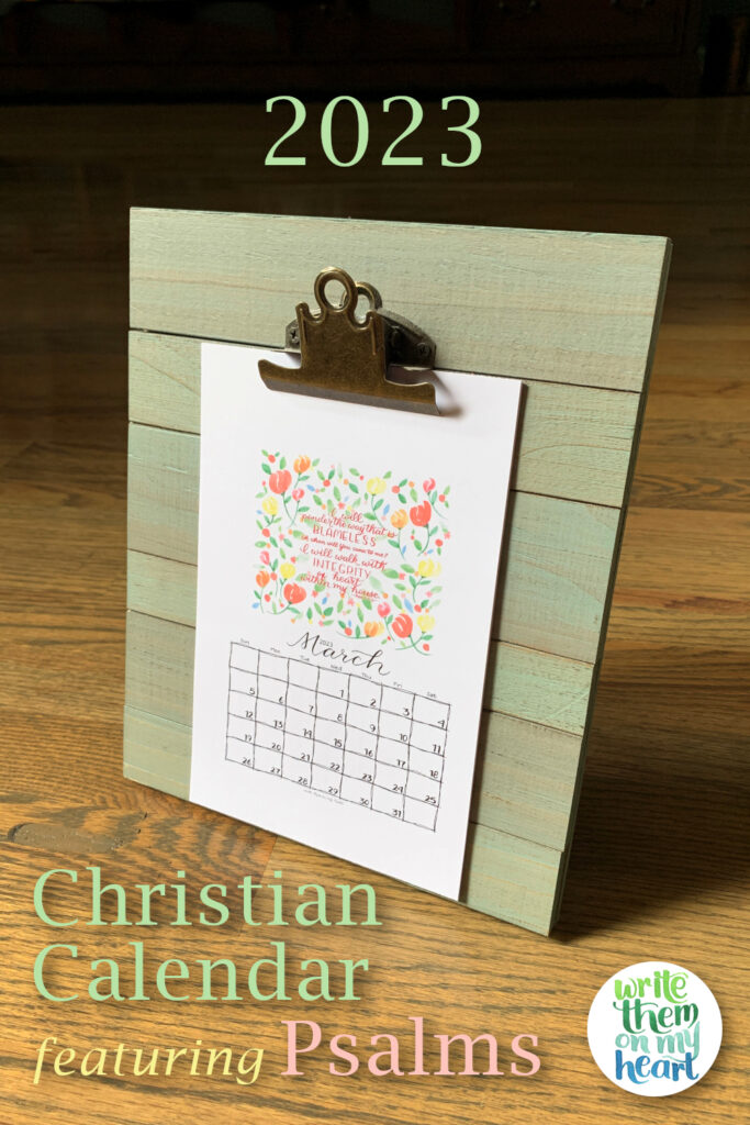 2023 Christian Calendar featuring Psalms
