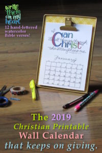 2019 Christian Printable Wall Calendar