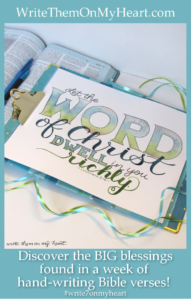 Learn how and why it is a big blessing to hand-write Bible verses! #write365onmyheart