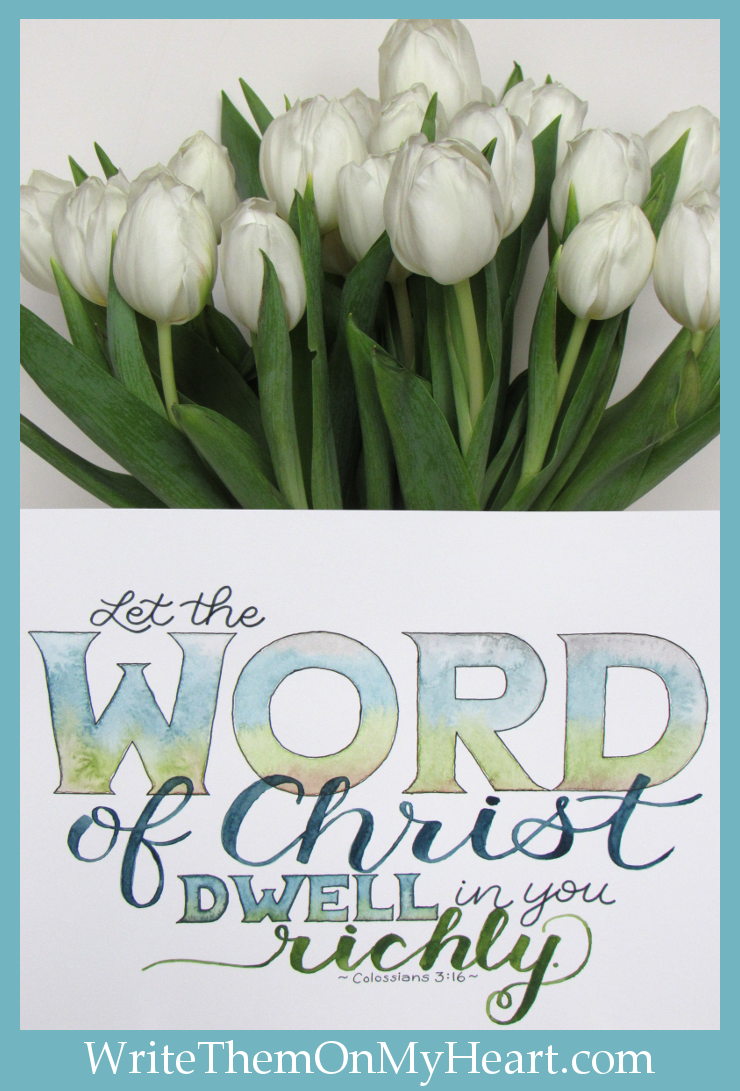 Learn how and why it is a big blessing to hand-write Bible verses with one word in all caps. Join our community in hand-writing these treasures together - 7 at a time! #write7onmyheart