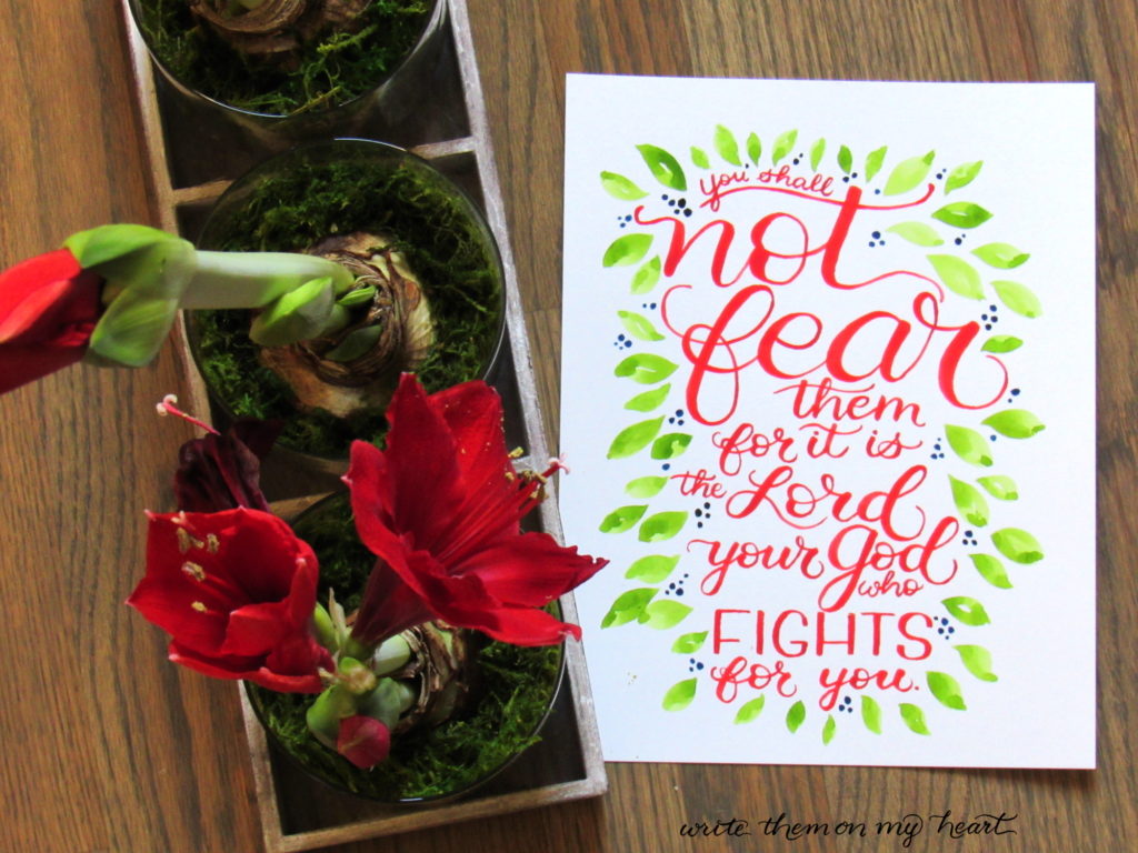 Deuteronomy 3:22 Bible Verse Calligraphy - You shall not fear them, for it is the Lord your God who fights for you. 