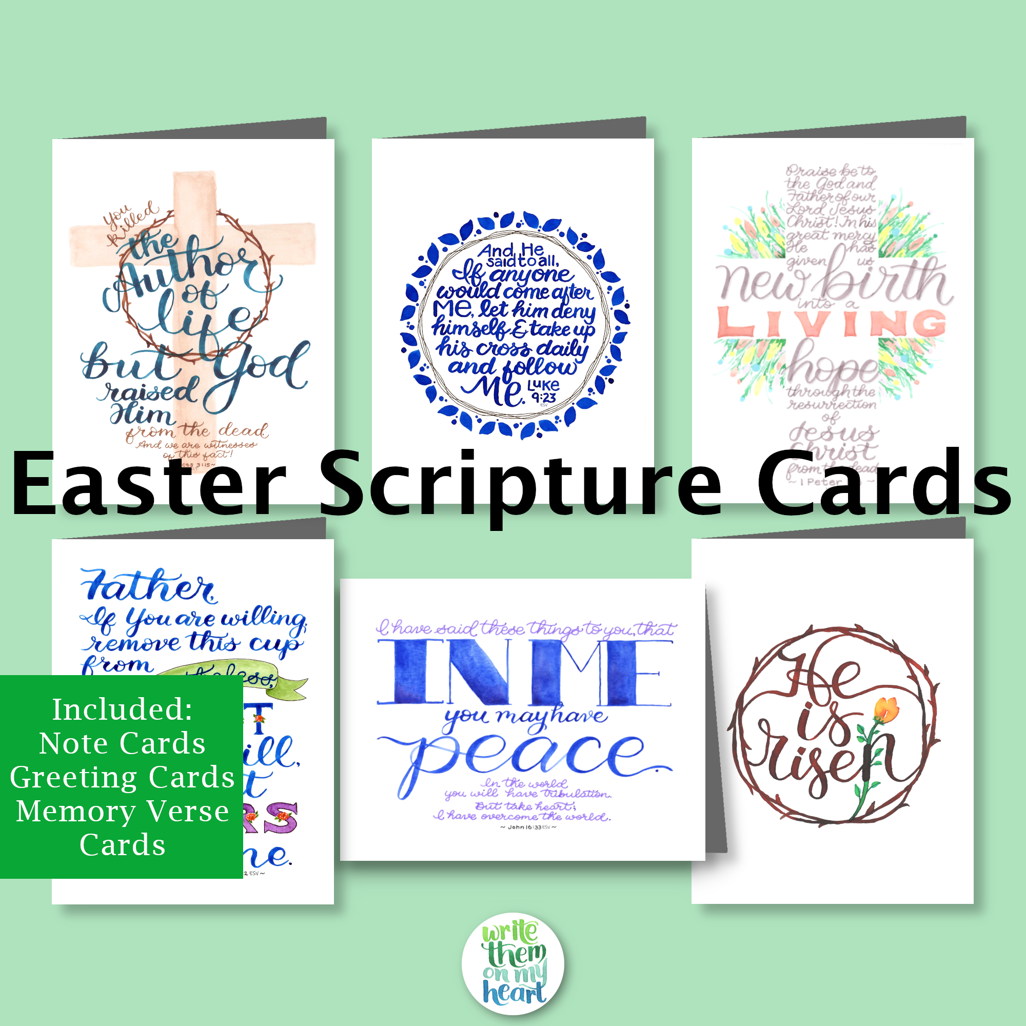 Printable Bible Verse Greeting Cards - Write Them On My Heart