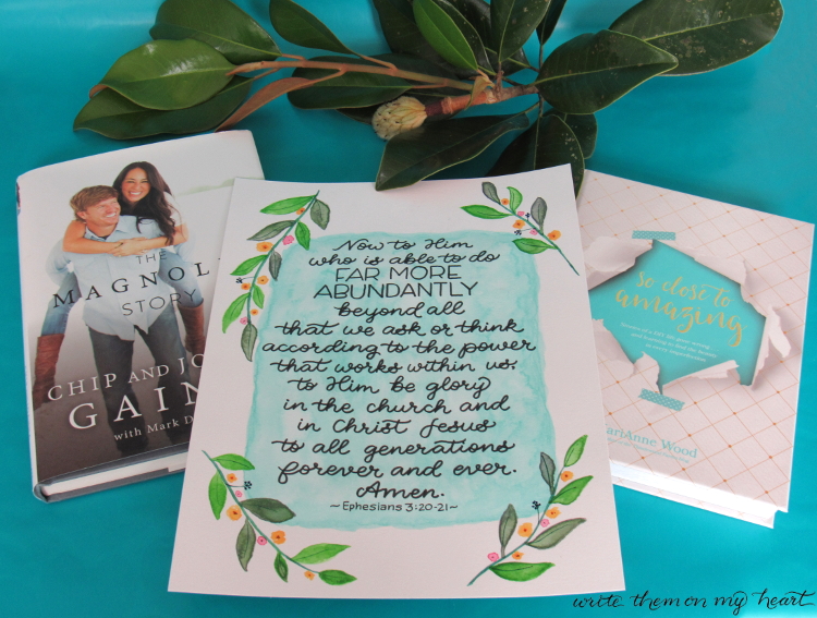 Want an easy, yet still inspiring, book to read this summer? Try The Magnolia Story by Joanna Gaines or So Close To Amazing by KariAnne Wood. See my reasons ...