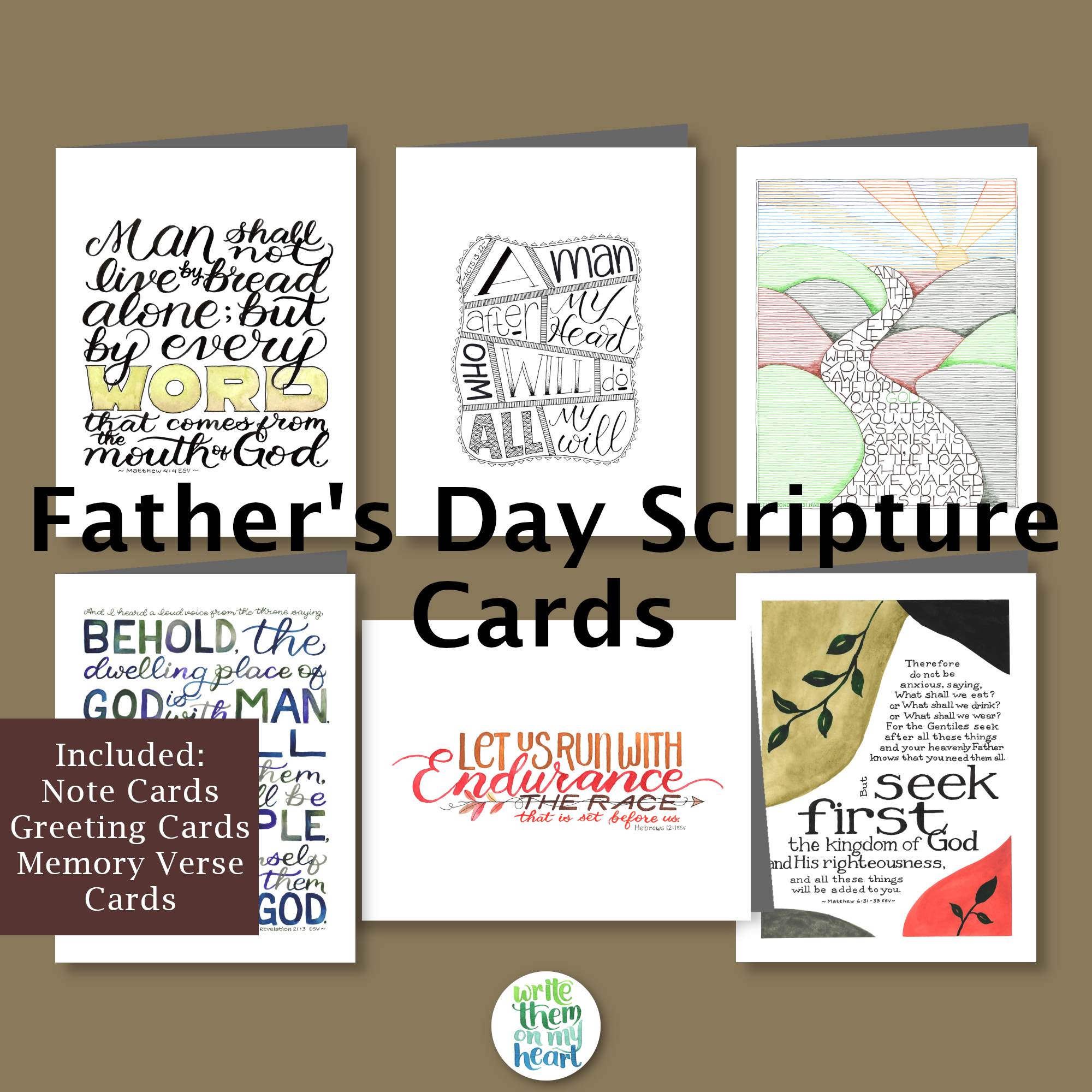 Printable Bible Verse Greeting Cards - Write Them On My Heart