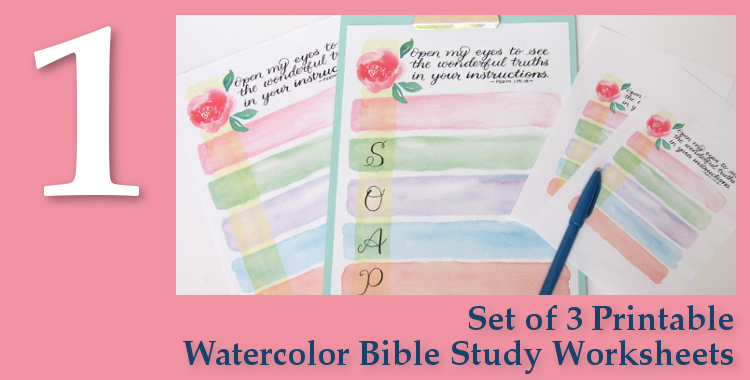 Free Gifts - Set of 3 Printable Watercolor Bible Study Worksheets