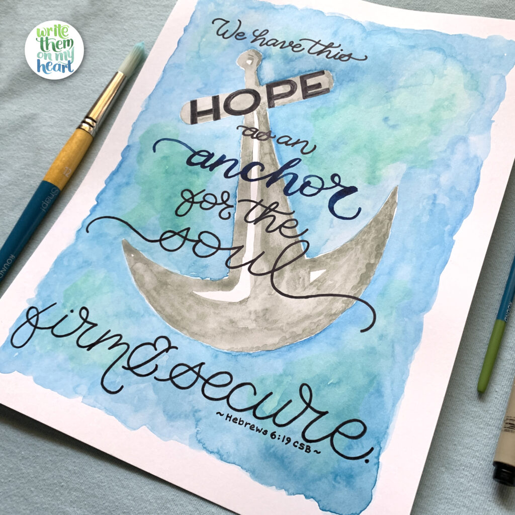 Hebrews 6:19 Scripture Art and mini Bible study about hope