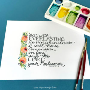 Isaiah 54:8 Scripture Art - perfect for Sympathy card