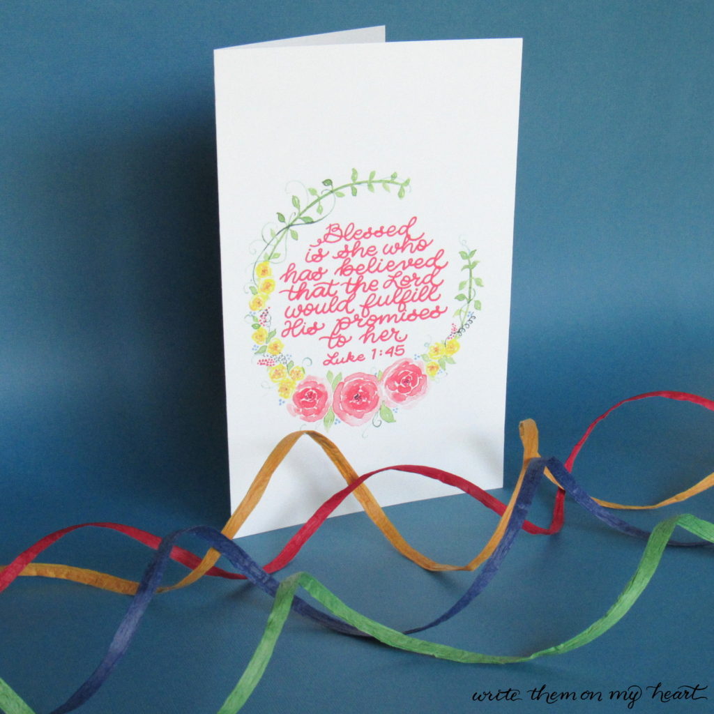 Printable Bible Verse Greeting Card perfect for Mother's Day - Luke 1:45