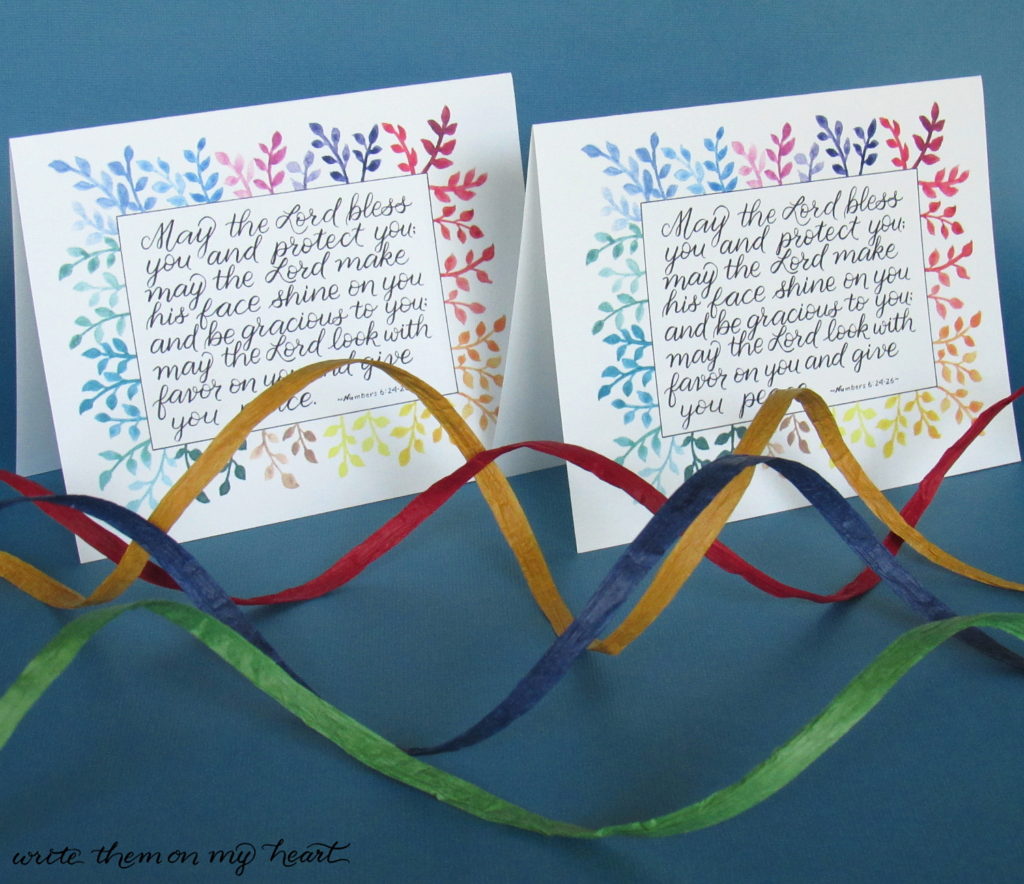 Hand-lettered printable Bible verse birthday cards