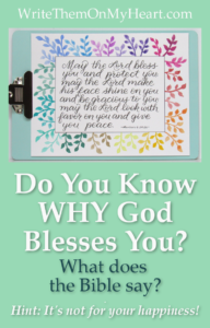 Do you know WHY God blesses you? Genesis 12:2 and 2 Corinthians 9:11 give the answer. Hint - it's not for your comfort and happiness!