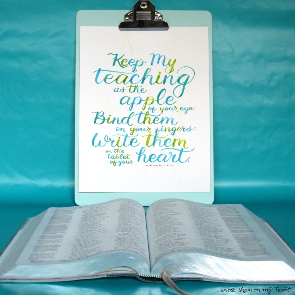 Proverbs 7:2-3 Write Them On My Heart Printable