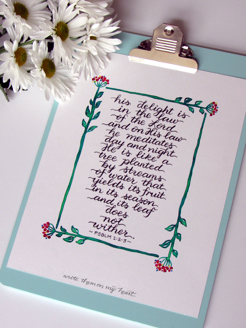 Psalm 1:2-3 Printable - The secret to not withering