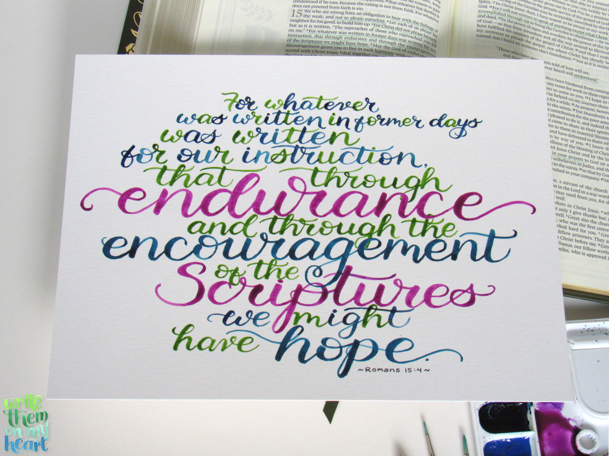 Romans 15:4 Bible Calligraphy