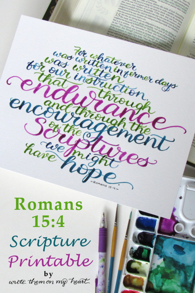 Romans 15:4 Scripture Printable Art by Write Them On My Heart