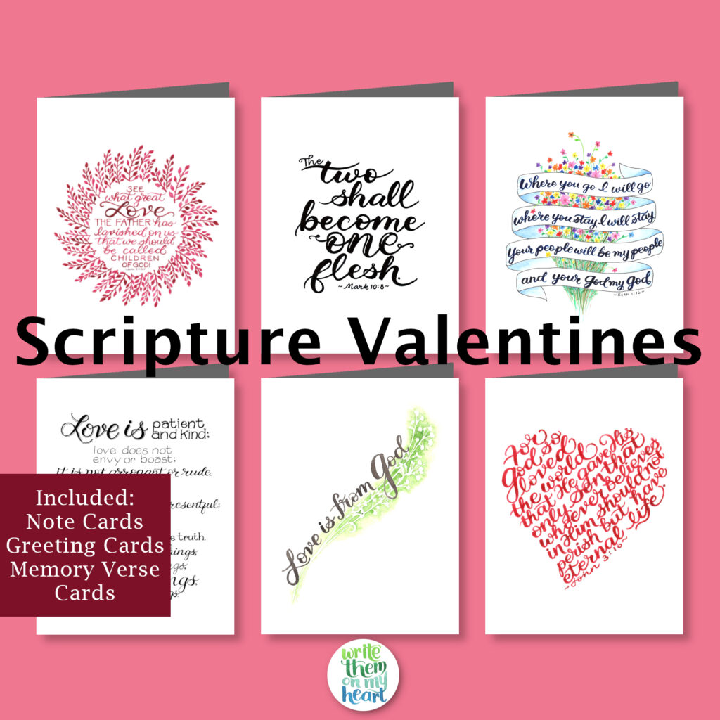 Scripture Valentine Cards Set of 6