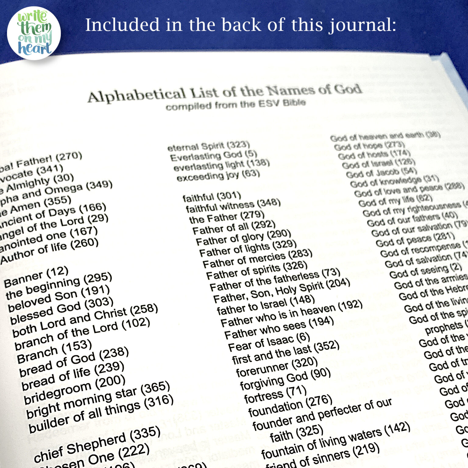 365 Names of God Scripture Journal - Write Them On My Heart